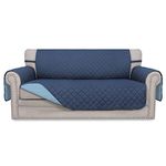 Easy-Going Sofa Slipcover Reversible Loveseat Sofa Cover Couch Cover for 2 Cushion Couch Furniture Protector with Elastic Straps for Pets Kids Dog Cat (Medium XL, Dark Blue/Light Blue)