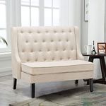 Andeworld Tufted Loveaseat Settee Sofa Bench for Dining Room (Beige 1)