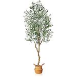 MOSADE Artificial Olive Tree 7 Feet Fake Olive Silk Plant and Handmade Seagrass Basket, Perfect Tall Faux Topiary Silk Tree for Indoor Entryway Modern Decor Home Office Porch Balcony Gift,1Pack