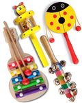 ZeroOneCraft Wooden Non Toxic Colourful Rattle Toys for Newborn Baby, Musical Infant Toy, Gift Set for 6 Month Babies (CJDX)