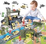 LOVE LIFE 62 Pieces Military Base Set Army Men Toy Mini Action Figures Playset with Vehicles,Soldiers and Play Map Birthday Gifts for 3 4 5 6 7 8 Year Old Boys Girls Kids