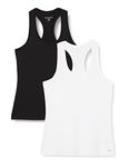 Amazon Essentials Women's 2-Pack Tech Stretch Racerback Tank Top, Black/White, XX-Large