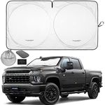 Autoamerics 1-Piece Windshield Sun Shade Standard Silver Foldable Car Front Window Sunshade for Most Cars SUV Truck - Heat Blocker Visor Protector Blocks Max UV Rays and Keeps Your Vehicle Cool Large