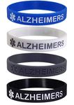 Max Petals 4 Pack - ALZHEIMERS Medical Alert ID Silicone Bracelet Wristbands, One Size, Rubber