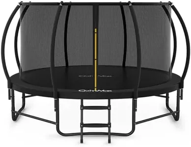 CalmMax 14FT Trampoline with Cover Recreational Trampolines with Ladder - ASTM Approval- Outdoor Trampoline for Kid Adults Black