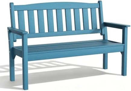 Psilvam 3-Person Outdoor Memorial Bench, All-Weather Poly Lumber Garden Bench, Rot-Resistant Outdoor Patio Bench for Park,Porch,and Church(Blue)