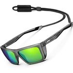 ATTCL Sports Polarized Sunglasses For Men Women Cycling Driving Fishing 99.99% UV Protection Sunglass 1124 C16-Cleargrey-Black-Green UV400 CAT 3 CE