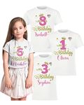 Personalised Birthday T-Shirt for Girls Pink Princess Top 1st 2nd 3rd 4th 5th 6th 7th 8th 9th 10th 11th 12th Party Outfit (2-3 Years)