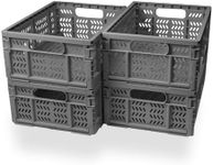 KINGSUSLAY 4-Pack Plastic Storage Crates,20L Foldable Baskets,Collapsible Crates, Baskets and Bins for Toys, Home Storage, Office Products, Christmas Gifts, Easter Eggs (Grey)