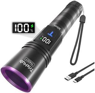 365nm Black Light Flashlight, UV Flashlight Rechargeable with LCD Display, Powerful Ultraviolet Lights for Pet Urine Detection, Resin Curing, Minerals, Blood tracking, Scorpion, Uranium Glass, A/CLeak