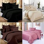 Castiqa Satin Fabric Stripes Pattern 4 Bedsheets Set Combo for Home/Hotels/Hospitals (4 Bedsheets 8 Pillow Covers) Size-90x100inch (Multicolor G)