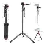 Koolehaoda 73" Video Monopod Kit Carbon Fiber with Removable Tripod Base and Fluid Head, Φ32mm Tube Portable Travel Monopod for Canon Nikon Sony DSLR Camera