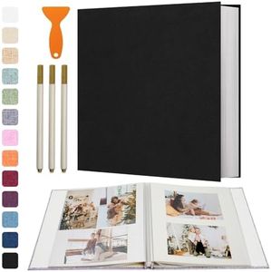 Vienrose Photo Album Self Adhesive 4x6 5x7 3x5 8x10 Scrapbook Album DIY Scrap Book with Metallic Pen 120 Pages Black