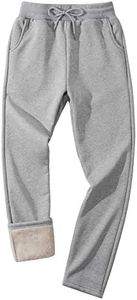 Flygo Men's Sherpa Lined Athletic Sweatpants Winter Warm Fleece Track Pants (Light Grey, X-Small)