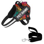 Berlin's Personalized Dog Harness with Pet Name & Phone Number, No Pull Dog Vest,Escape Proof Reflective Dog Harness, Custom Patches with Hook Backing (Rainbow Multicolor, XL (36Kg Above))