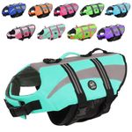 EMUST Life Jacket for Large Dogs, Pet Life Vest for Small/Medium/Large Dogs with Double Rescue Handles, High Reflective Dog Life Preserver for Swimming,Turquoise, L
