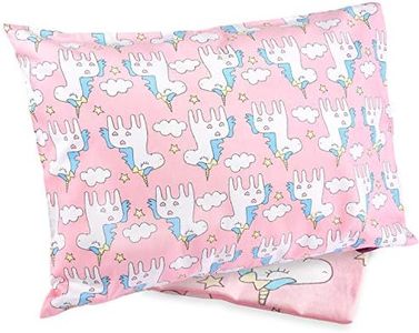 ZPECC Toddler Pillow with Pillowcase - 13 x 18 Organic Pillows for Sleeping, Soft Breathable Small Kids Pillow for Crib, Toddler Bed, Travel, Pink Unicorn (Intended for Age 2 and up)