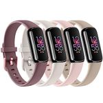 AK Straps Compatible with Fitbit Luxe Strap for Women Men, Pack 4 Soft Silicone Adjustable Sport Replacement Wrist Bands for Fitbit Luxe Only (Small, Starlight/MilkTea/Violet Smoke/Nude Pink)