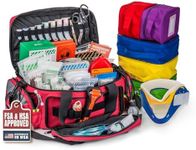 RHINO RESCUE First Responder Large EMT Bag Fully Stocked with Medications, 300+ Supplies Trauma First Aid Kit EMS Advanced Medical Kit for Pre-Hospital, Public Facilities, Paramedics, Firefighters