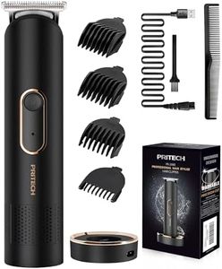 PRITECH Hair Trimmer for Men, Rechargeable Hair Clippers, Beard Trimmer, Home Haircut Kit, Cordless Barber Grooming Sets, Waterproof Body Trimmer, Groin Hair Trimmer(Black)