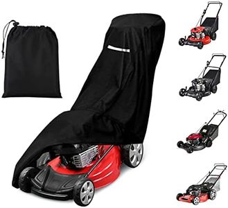 Outdoors Lawn Mower Cover - Heavy Duty 420D Polyester Oxford Waterproof, UV Protection Universal Fit Push Lawn Mower with Drawstring & Cover Storage Bag, Lawnmower Covers for Outdoor Waterproof, Black