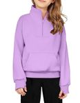 Arshiner Girls Half Zip Sweatshirt Fleece Quarter Zip Pullover Sweatshirts Fall Clothes for Teen Girl Sweatshirt Kids 8-9 Girls Purple Sweatshirt