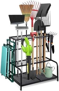 Garden Tool Organizer,Yard Tool Rack Heavy Duty,Holds Up To 78 Tools,Freestanding,Broom Holder & Garden Tool Rack,For Shed,Patio,Outdoor,Garage,Lawn