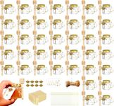 Adabocute 40 Pack Mini Honey Jars with Wood Dipper | Gold Lid | Bee Pendants| | Beige Gift Bags | Thanks for Beeing Here Tags | Ideal for Baby Showers & Wedding Favors