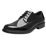 Bruno Marc Men's Lace Up Formal Dress Shoes Leather Shoes, Brogues Derby in Business, Casual, Work,Size 11,Black Pat,DOWNING-02