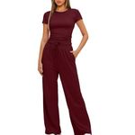 Womens Holiday Clothes Sports Set Skims Set Womens Leisure Suits Womens Two Piece Outfits Tracksuits UK Sale Ladies Lounge Wear Basic Crop Top & Wide Leg Trousers