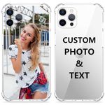 aobthurn Custom Picture Phone Case for iPhone 16 15 14 13 12 11 Pro Max Plus XR X 8 7 6, Four-Corner airbag is Anti-Drop,Customized Personalized Full ProtectionSoft Clear TPU Case(1 Photo&Text)