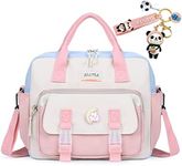 JELLYEA Kawaii Backpack Cute Tote Bag Girl School Crossbody Shoulder Bag with Kawaii Accessories Multi Purpose, Light Pink, One Size, Tote Backpacks