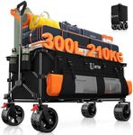 BTTN 300L Large Folding Festival Trolley on Wheels, 210kg Capacity Garden Cart with 18x10 cm Big All-Terrain Extra Wide Wheels, Portable Utility Storage Wagon for Shopping Camping Beach Garden, Black