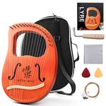 Lyre Harp,16 String Mahogany Lyre Instrument with Tuning Wrench,Replace String Set,Manual Book (16 string-Begonia)