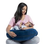 Wakefit Feeding Pillow | 3 Months Warranty | 5 in 1 Feeding Pillow for New Born Baby, Feeding Pillow for Breastfeeding with Removable Velvet Cover, 22.5 x 22 x 6 inches (Blue)