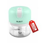 Qlect Electric Vegetable Chopper for Kitchen | Automatic Rechargeable Stainless Steel Blades Cutter | One Touch Operation for Micing Onion Garlic Vegetables Garlic Ginger Meat Dry Fruits (250ml Green)