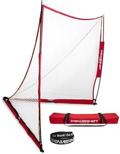 PowerNet Portable Lacrosse Goal, Pop Up 4x4 FT Lacrosse Net, Training Equipment Backstop Goal for Practice or Scrimmages, Bow Style Frame with Rubber Feet, Included Carry Bag