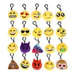 CUSFULL Mini Emoji Keychain Lovely Emoji Plush Pillows Emoticon Key Ring Soft Party Bag Filler Toy Gift for Kids (20 pack)