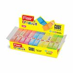 Flair Creative Series Cube Eraser | Neat & Dust Free Erasing | Neon Color Erasers | Stationery Gift Item for Kids & Students | Safe for Children | 5 Shades Box of 20 x Set of 3