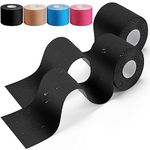 HONYAO Physio Tape, Kinesiology Tape for Shoulder, Back, Knee, Elbow and Neck, Sports Tape, Skin Friendly, Elastic & Waterproof - Black