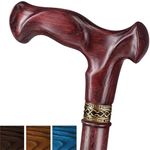 Asterom Walking Cane - Handmade Ergonomic, Cane for Women - Wooden Canes for Seniors Women, Unique, Cool Wood Walking Stick (Cherry, 36 Inch)