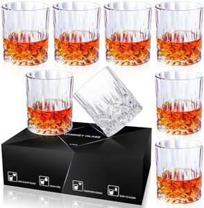 QUMMFA Whiskey Glasses, Set of 8 Cocktail Glasses in Gift Box, 11 OZ Old Fashioned Glasses for Drinking Scotch Bourbon Cognac Vodka Rum Liquor, Rocks Glasses, Crystal Scotch Glasses, Gifts for Men