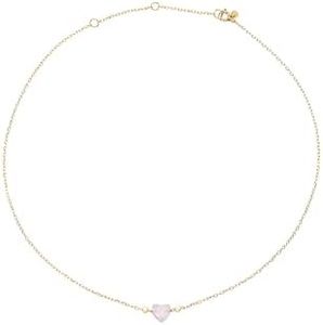 Breil, Collezione Candy, Collana Donna in Acciaio Lucido Effetto Specchio Colore Oro e Giada Rosa a Forma di Cuore, Chiusura Regolabile, Collana con Cuore da 45 Cm