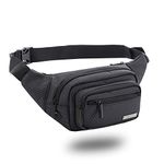 GoTrippin Waist Bags for Men Women- Premium Stitching, Branded Zippers, Waterproof Pocket, RFID Safe- Large Fanny Pack for Hiking Travel, Money Belt (Polyester, Black)