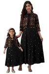 FlyFinns Mother-Daughter Rayon Mirror Work Kurta with Jacket Set