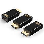 DP to HDMI Adapter [3-Pack], CableCreation 4K 3D Gold Plated Displayport to HDMI Converter Male to Female 1.4V Black