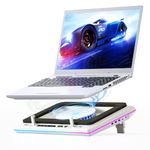 llano Laptop Cooling Pad with Powerful Turbofan, RGB Laptop Cooler Radiator, LCD Screen, 3-Port USB, Seal Foam for Rapid Cooling Laptop 15-19in