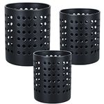 KSENDALO Round Black Metal Utensil Holder Set of 3 - Caddy & Organizer for Drying Cooking Spoons, Spatulas, and Silverware - Essential Container for Kitchen Countertop