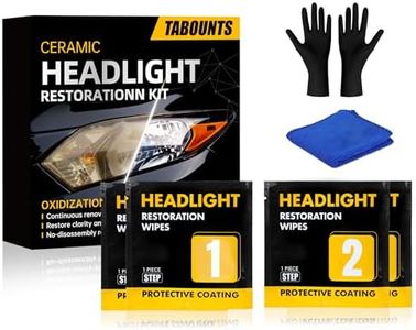 TABOUNTS Headlight Restoration Kit,Headlight Restoration Wipes - 3-Step Cleaning System, Removes Yellowing & Oxidation, Restores Clarity, Long-Lasting UV Protection for Safer Night Driving (2)