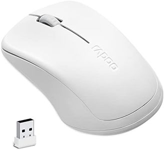 RAPOO 1680 Wireless Mouse, 2.4G Silent Mouse with USB Receiver, Ergonomic Mouse, Optical Mouse, Portable Light Computer Mice for Notebook, PC, Laptop, Computer, Long Battery Life, 1000 DPI,whiite